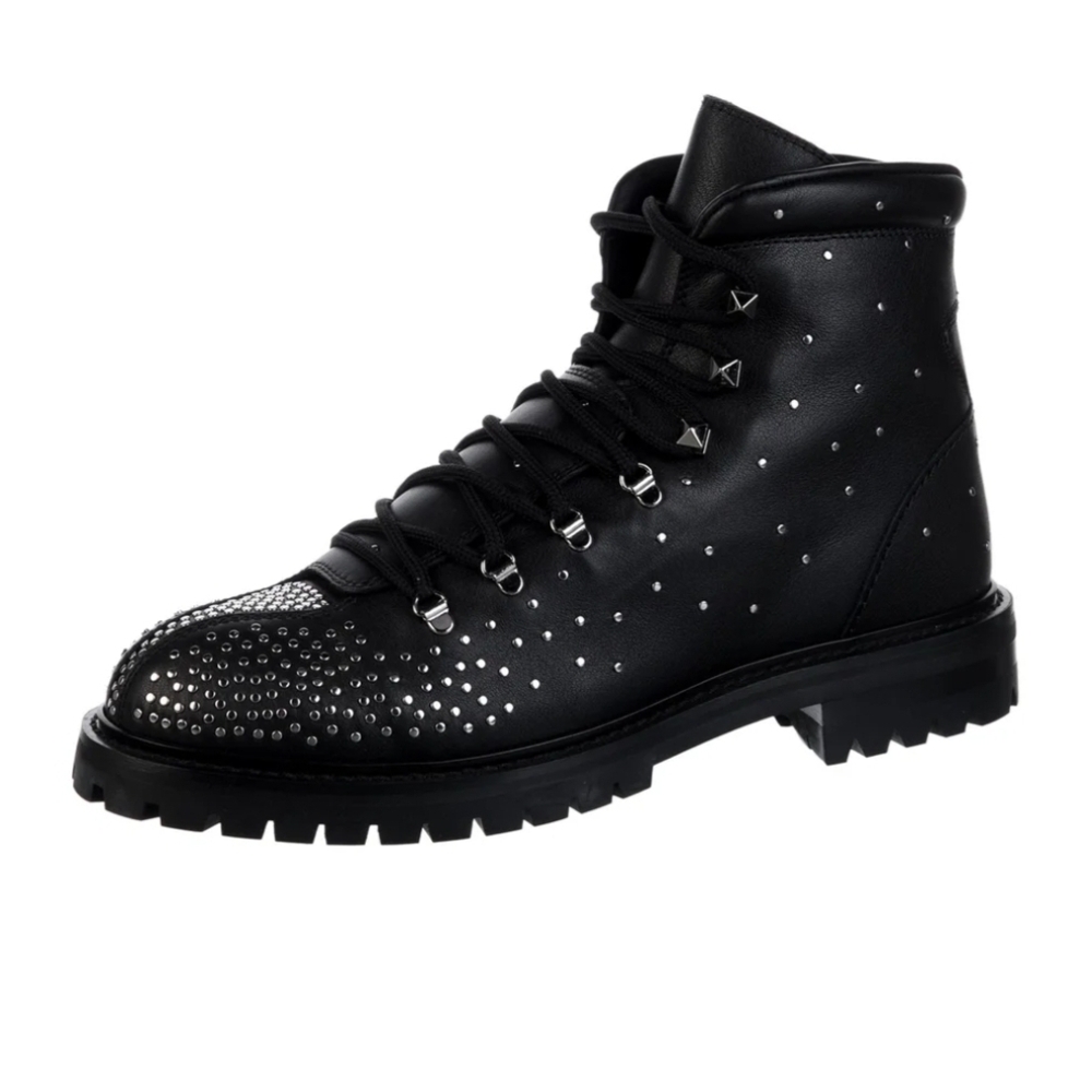 Valentino Black Studded Combat Boots